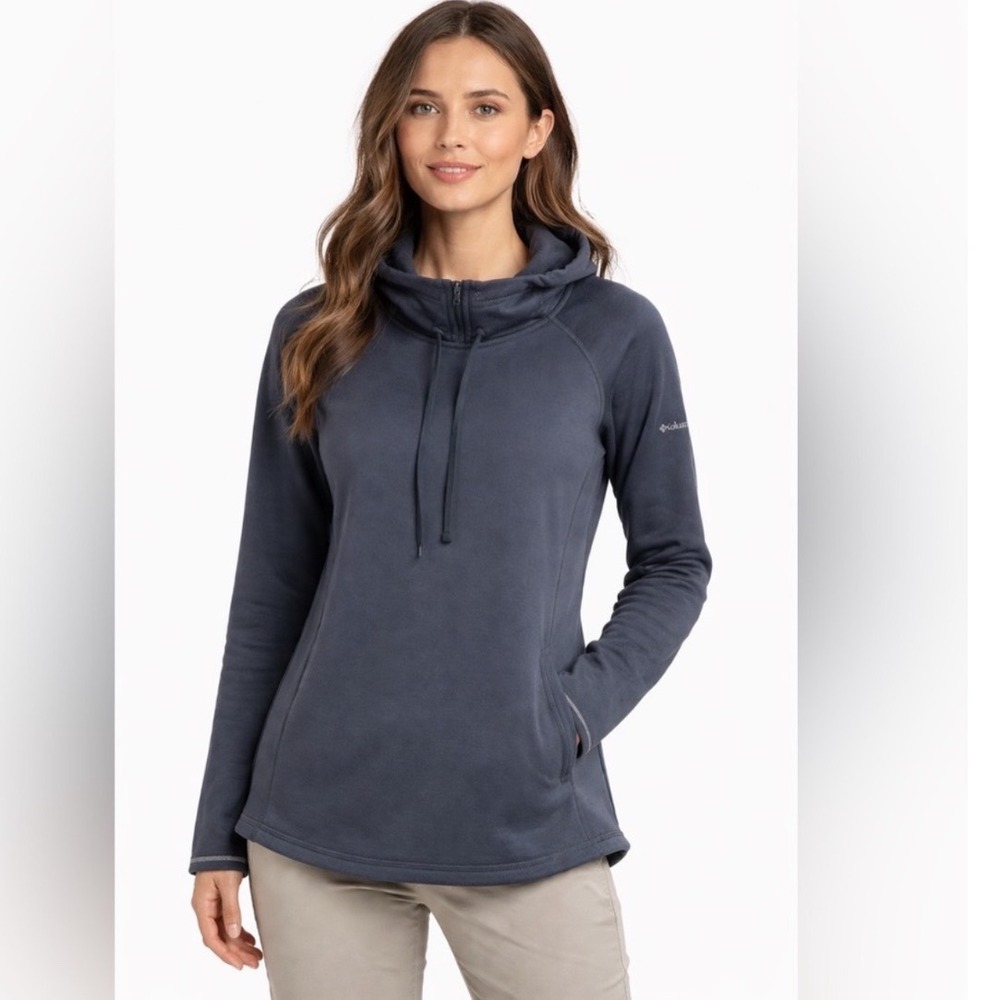 Columbia Omni-Wick Hoodie Womens Small Gray Cowl Neck Pullover Activewear Fleece